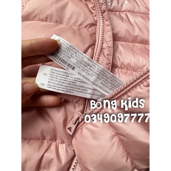 Áo Phao Bé Gái Siêu Nhẹ Hồng ZR