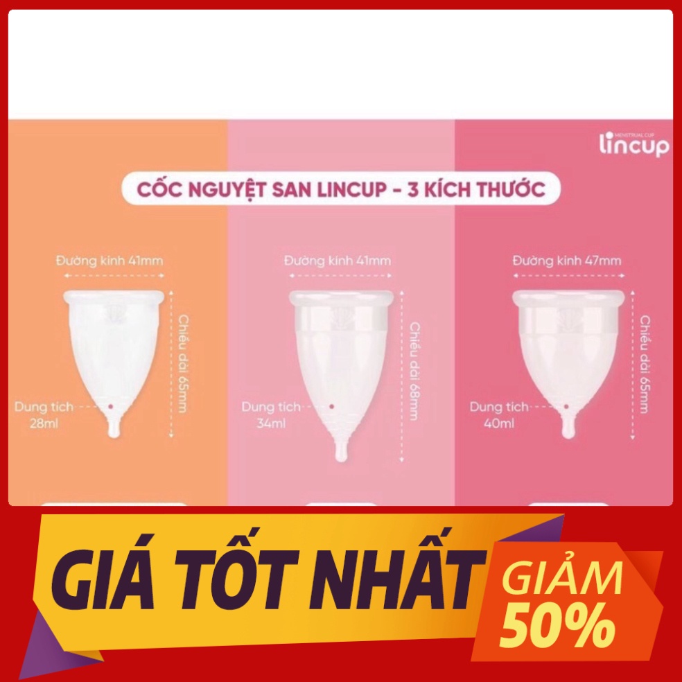 SIÊU KHUYẾN MÃI  [Tặng full quà]Cốc nguyệt san Lincup Mỹ chính hãng, cốc mềm mại,chống tràn, đủ 3 size ....