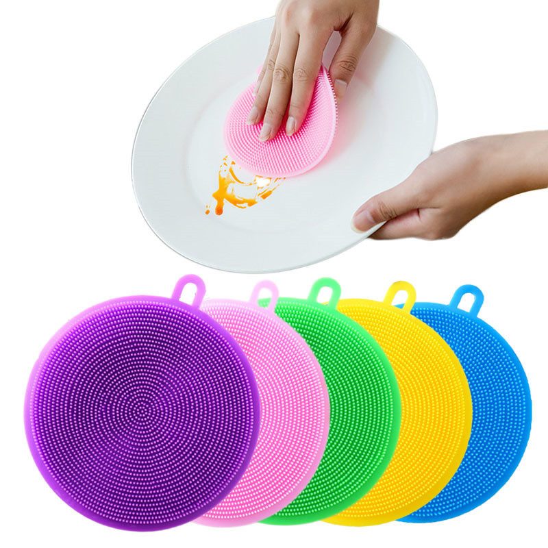 Bàn chải rửa chén bằng silicon an toàn đa chức năng tiện dụng cho phòng bếp