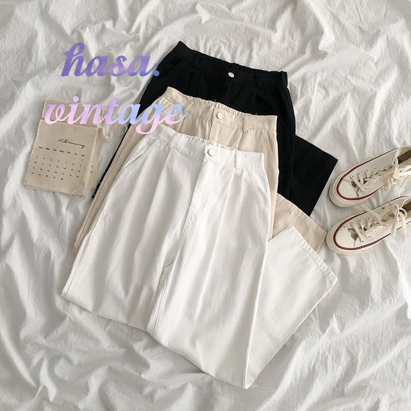 [Sẵn đen]🌿 Quần kaki suông rộng cạp nút phía sau lưng chun basic ulzzang 🔥