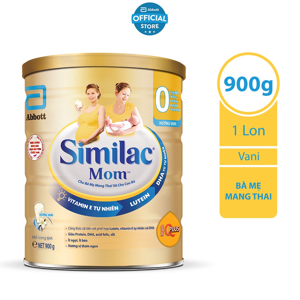 [Mã FMCG80 giảm 10% đơn từ 400K] Sữa bột Similac Mom IQ 900g hương vani