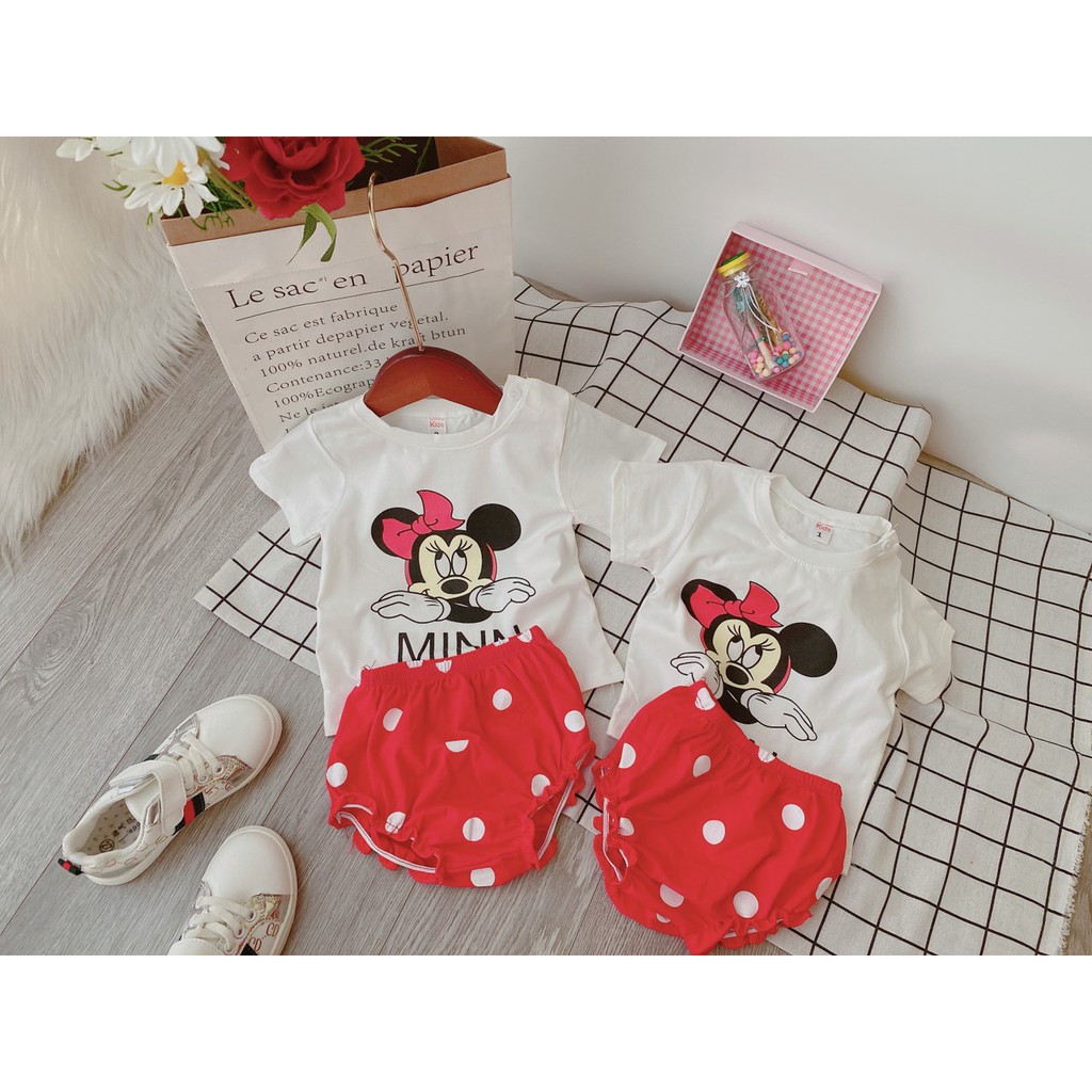 Set Áo Mickey Quần Chip Bi Đỏ Siêu Dễ Thương Cho Bé Unchi Store V315