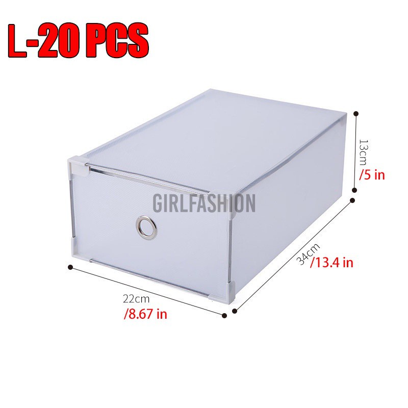 Foldable Shoes Box Storage Metal Frame Transparent Stackable Organizer