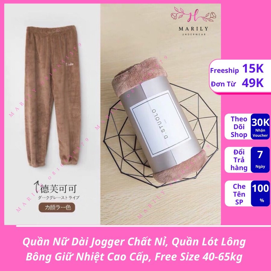 Quần Nữ Dài Jogger Chất Nỉ, Quần Lót Lông Bông Giữ Nhiệt Cao Cấp