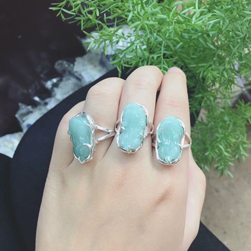 Nhẫn Tỳ Hưu Đá Xanh Ngọc - Minh Canh Jewelry