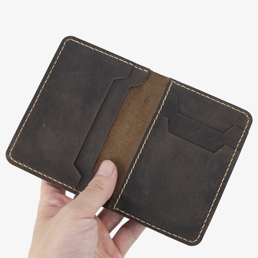 Ví đựng thẻ card holder Bụi Leather V117 da sáp ngựa điên cao cấp