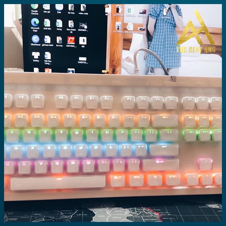 Bàn Phím Cơ Gaming Keycap Xuyên Led Đổi Màu BOSSTON MK921 Bàn Phím Máy Tính Laptop Có Dây Keyboard Chơi Game