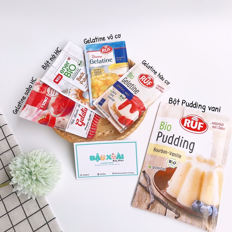 Gelatine vô cơ/Hữu cơ/Bột pudding/ Bột nở hữu cơ chế biến bữa phụ cho bé