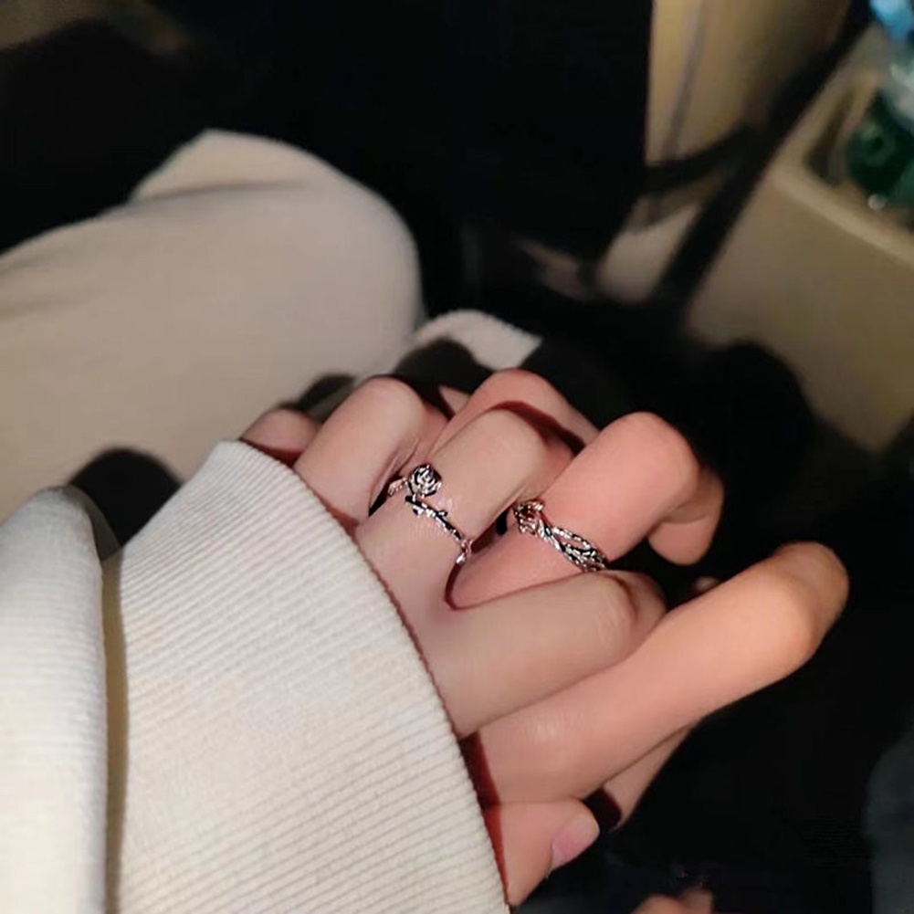 Nhẫn Hở Hình Hoa Hồng Màu Bạc Phong Cách Gothic Thời Trang Cho Nam Và Nữ