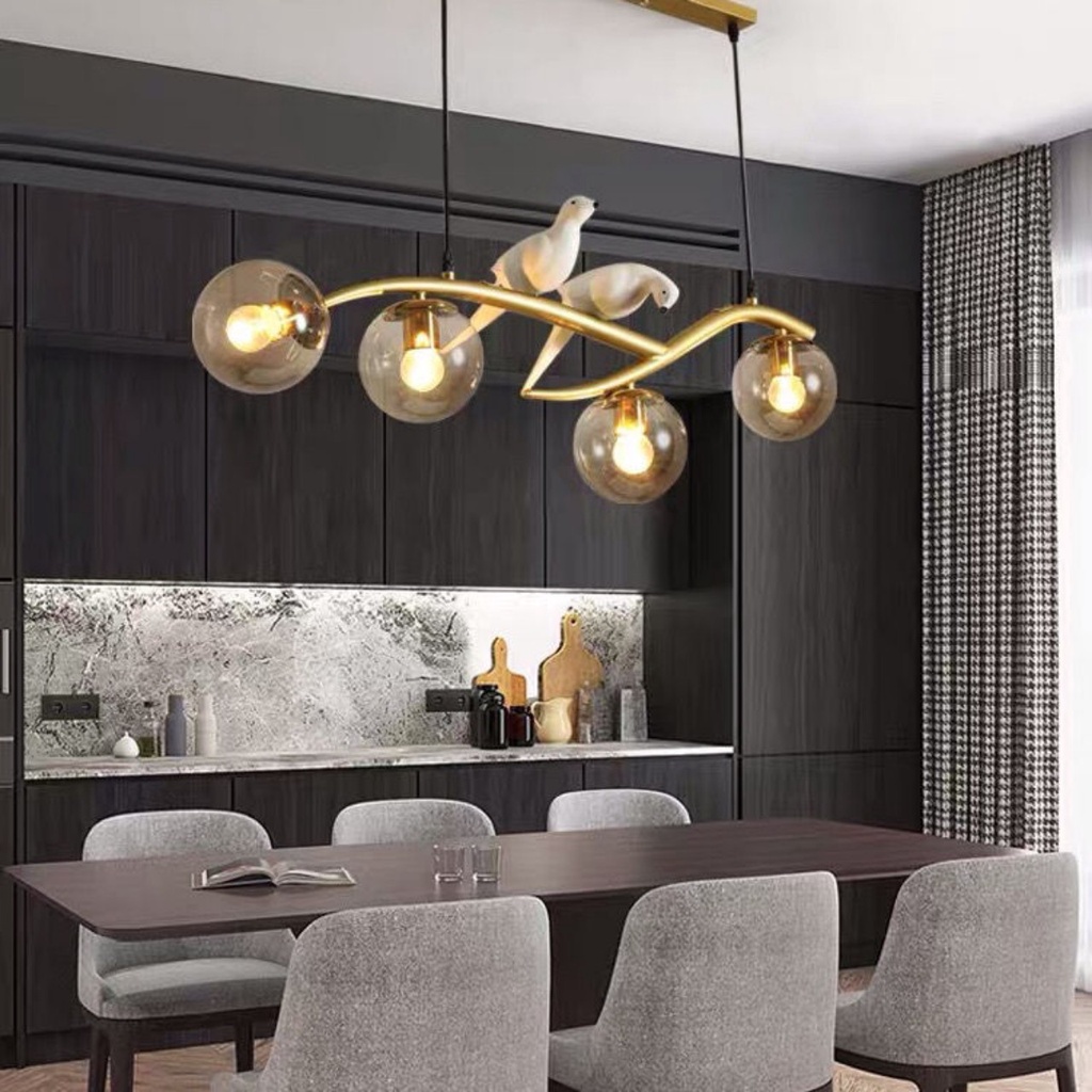 Đèn thả SuperVilighting.MS:THACHIM-4B, thả mạ vàng -mạ đen.trang trí bếp, phòng khách, quán cafe.AC220V . Bảo hành 3 năm