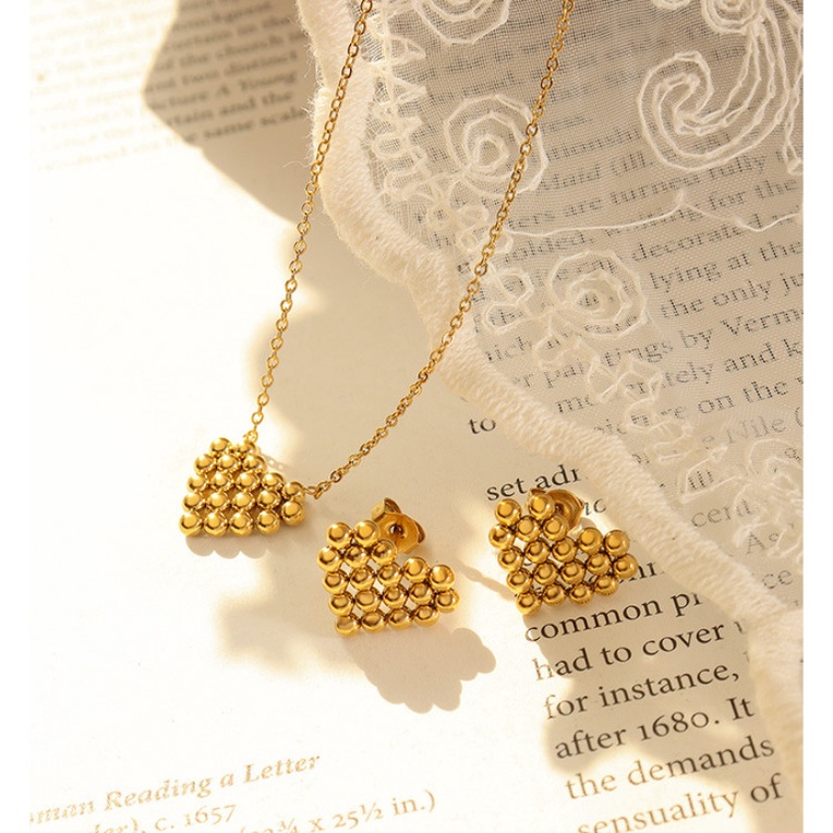 Bộ Trang Sức Trái Tim Titan Ko Đen TT 4249