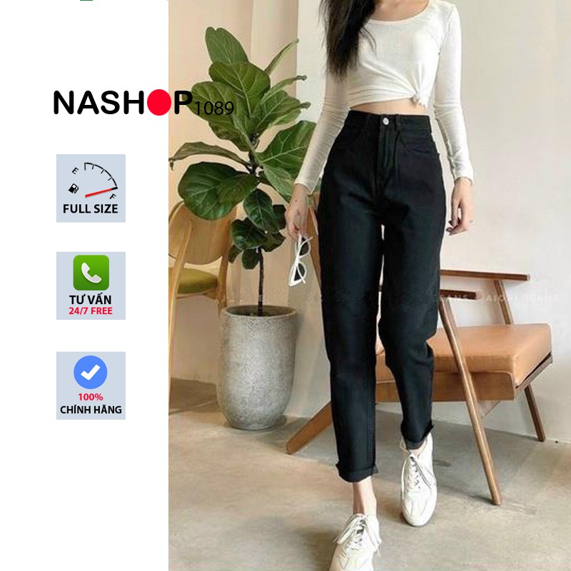 Quần bò baggy nữ quần jean đen baggy nữ quần jeans nữ lưng cao cạp cao quần nữ đẹp hot 2021 QT12 nashop 1089 | BigBuy360 - bigbuy360.vn