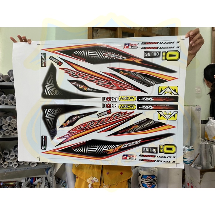 ( Quí khách vui lòng mang ra tiệm cho thợ dán ) Tem sonic 150 trắng