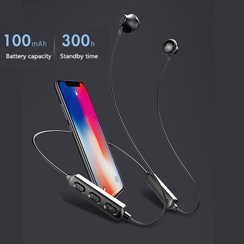 BT95 Magnetic Bluetooth 5.0 Earphone 9D Sound Wired Control Sports Neck Hanging Headphone Neckband Headphones With Mic