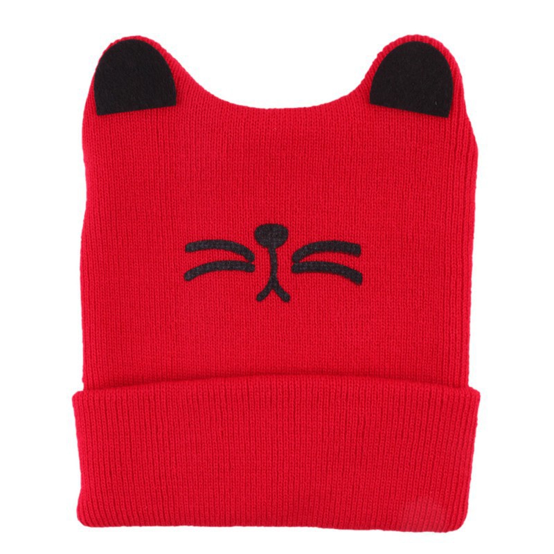 Nón len kiểu dáng mặt mèo đáng yêu giữ ấm trong mùa đông cho các bé sơ sinh