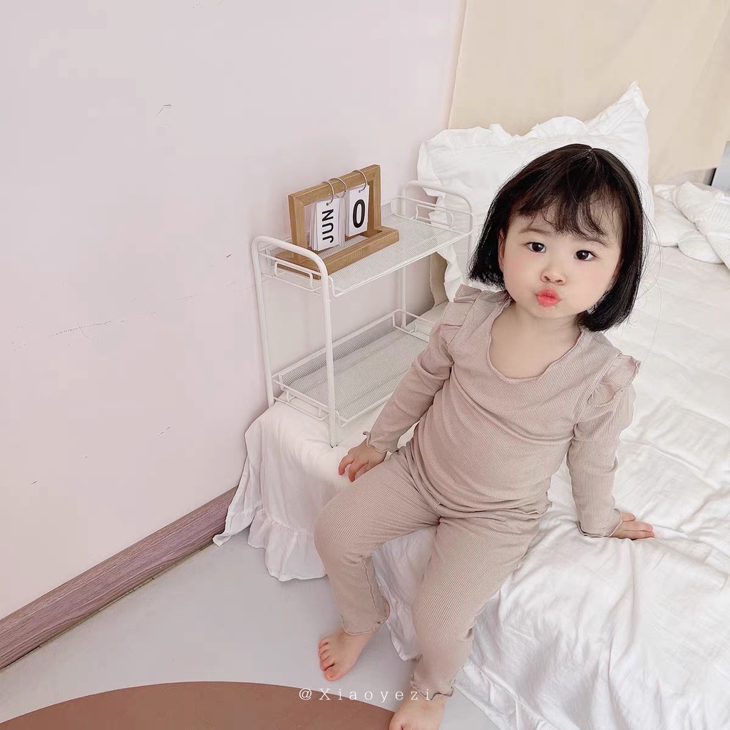 Bộ Đồ Dài Tay Trơn Bé Trai, Bé Gái 10-20kg Chất Thun Tăm Trượt Tay Bèo Cổ Viền Sóng - AN.KID