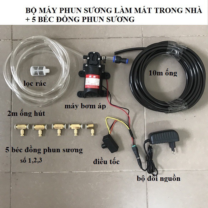 bộ máy phun sương làm mát trong nhà,quán cafe,tưới lan 12v