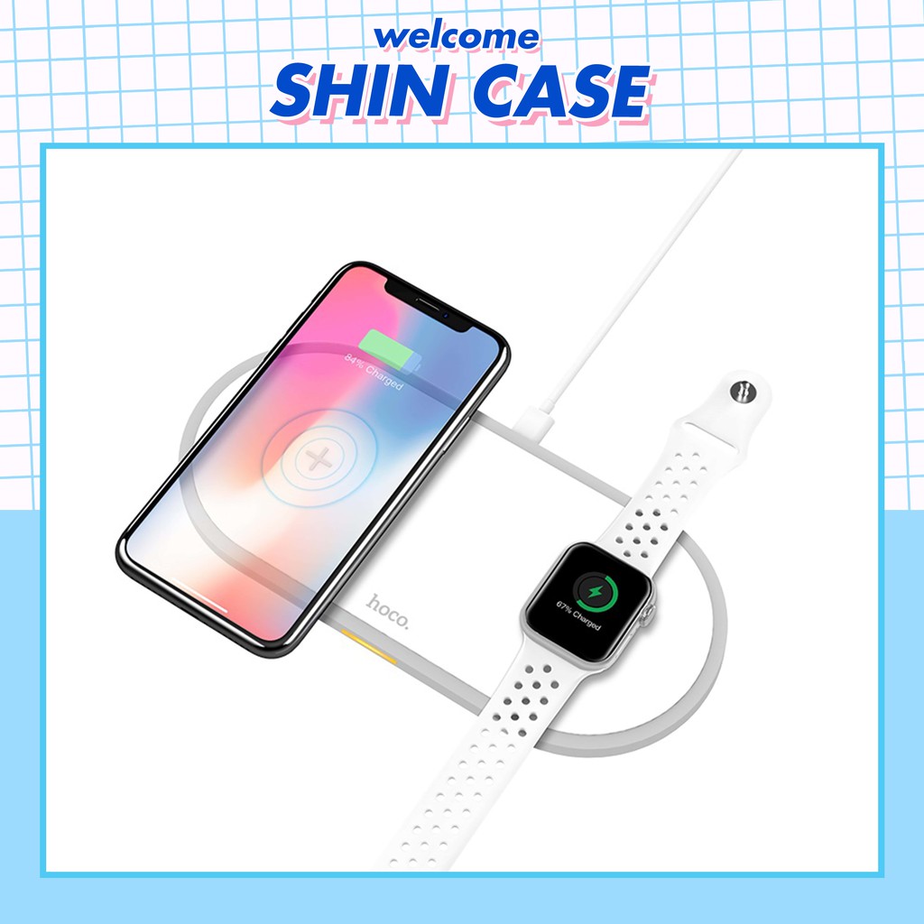 Bộ sạc không dây để bàn Hoco CW20 Wisdom 2 trong 1 Chính Hãng - Ốp lưng iphone - Shin Case