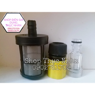 Combo bộ lọc nước lọc rác cút lọc trắng và đầu nối nhanh dây cấp nước máy rửa xe