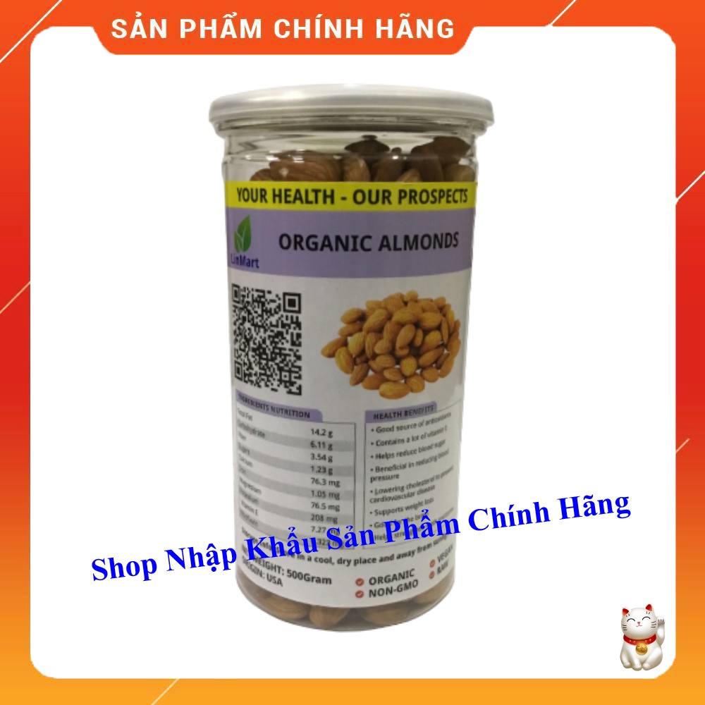 [CHÍNH HÃNG] Hạt Hạnh Nhân Hữu Cơ LinMart 500 gram