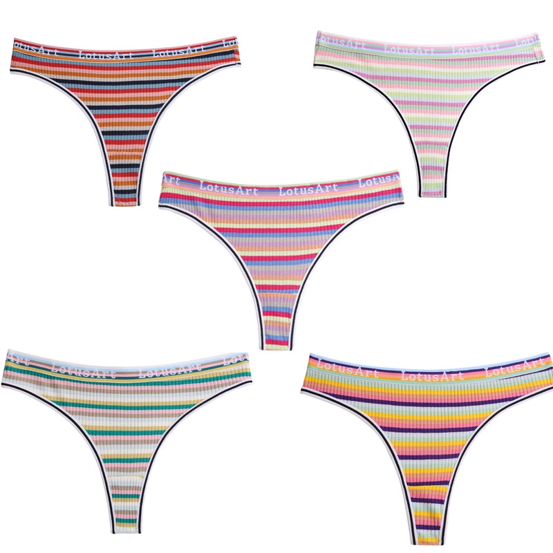 Cute Byte Bộ 3 Quần Lót Cotton Lọt Khe Phối Sọc Nhiều Màu Dễ Thương