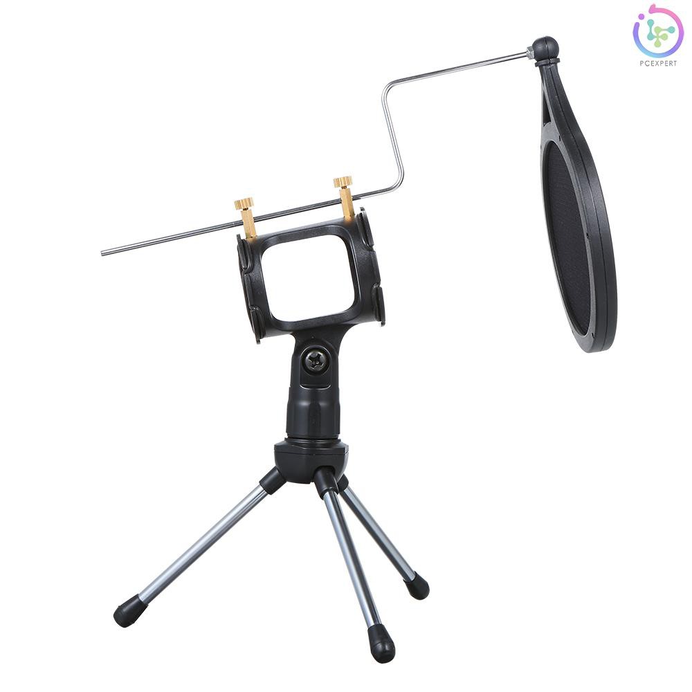 Bộ micro âm thanh có dây 3.5mm sử dụng cho KTV karaoke kèm giá đỡ cho PC điện thoại