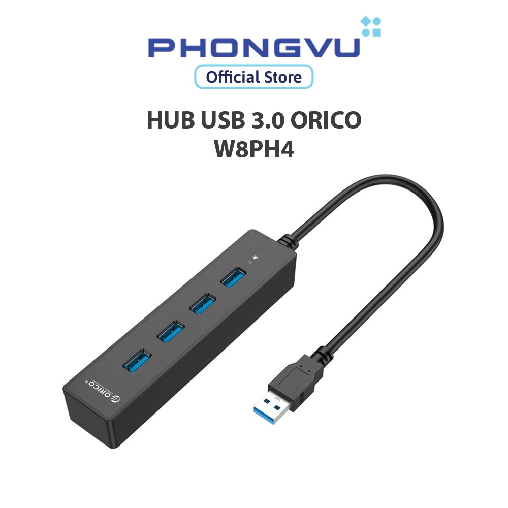 Bộ chia/ Hub USB 3.0 Orico W8PH4 (Đen) - Bảo hành 12 tháng