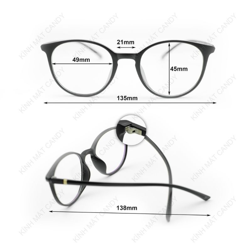 Gọng kính tròn Ulzzang Style nhựa siêu nhẹ cắt sẵn mắt 0 độ chống bụi.