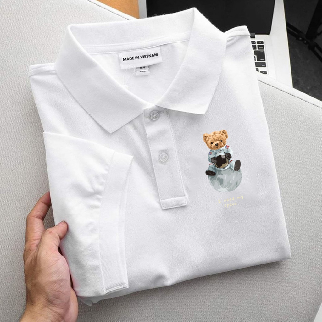 Áo polo nam , cổ dệt bo len , hình in sắc nét ,áo thun nam có cổ tay ngắn thanh lịch POLO  Teedy Space- Soha Clothing