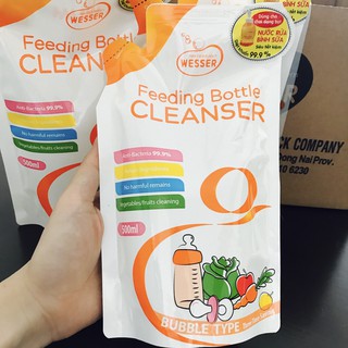 Chính hãng nước rửa bình sữa WESSER 500ml dạng gói (hình shop chụp)