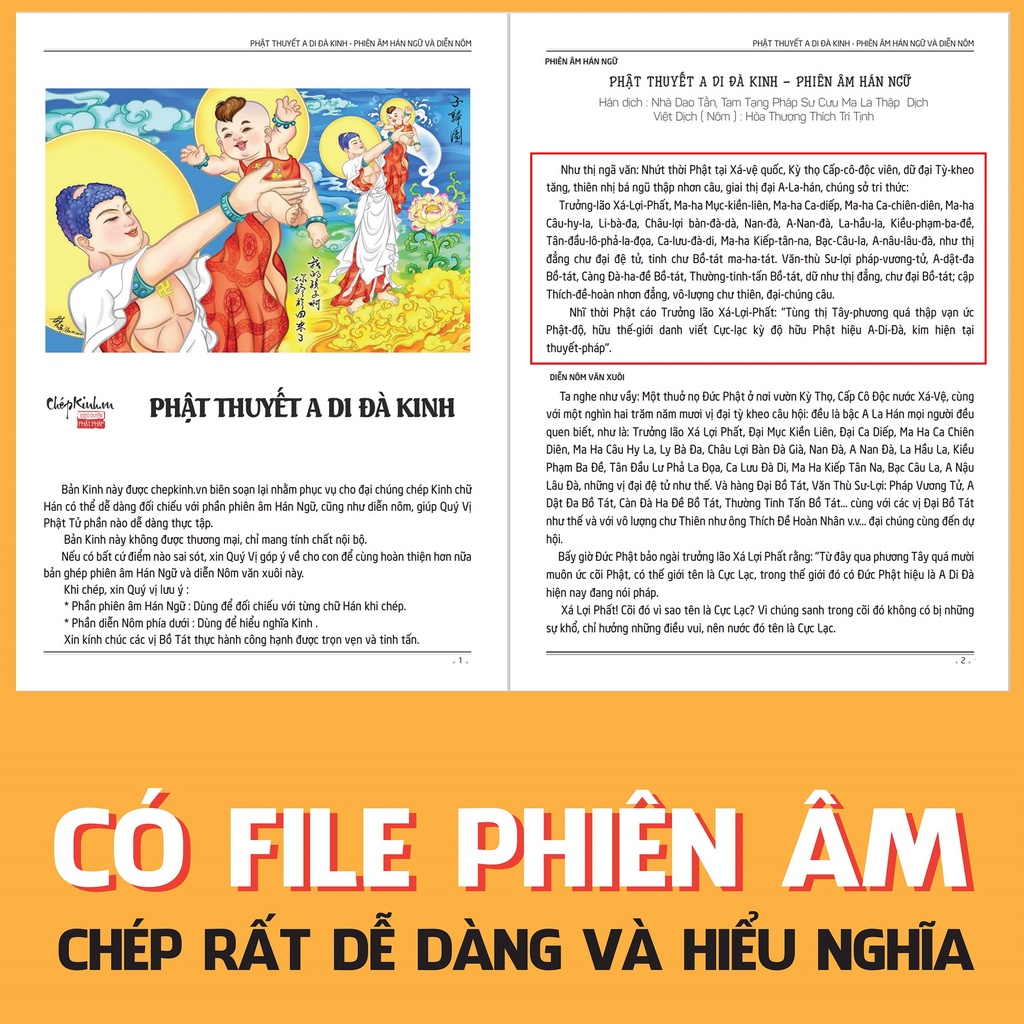 Vở Chép Kinh A Di Đà chữ Hán in mờ - KP19 - chepkinh.vn học tiếng Trung qua chép Kinh
