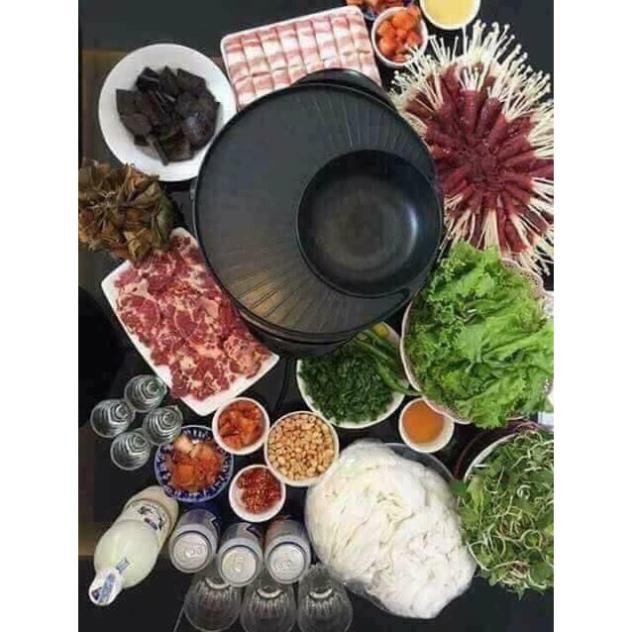 Bếp Lẩu Nướng Tròn Kiểu Hàn Quốc 2 In 1