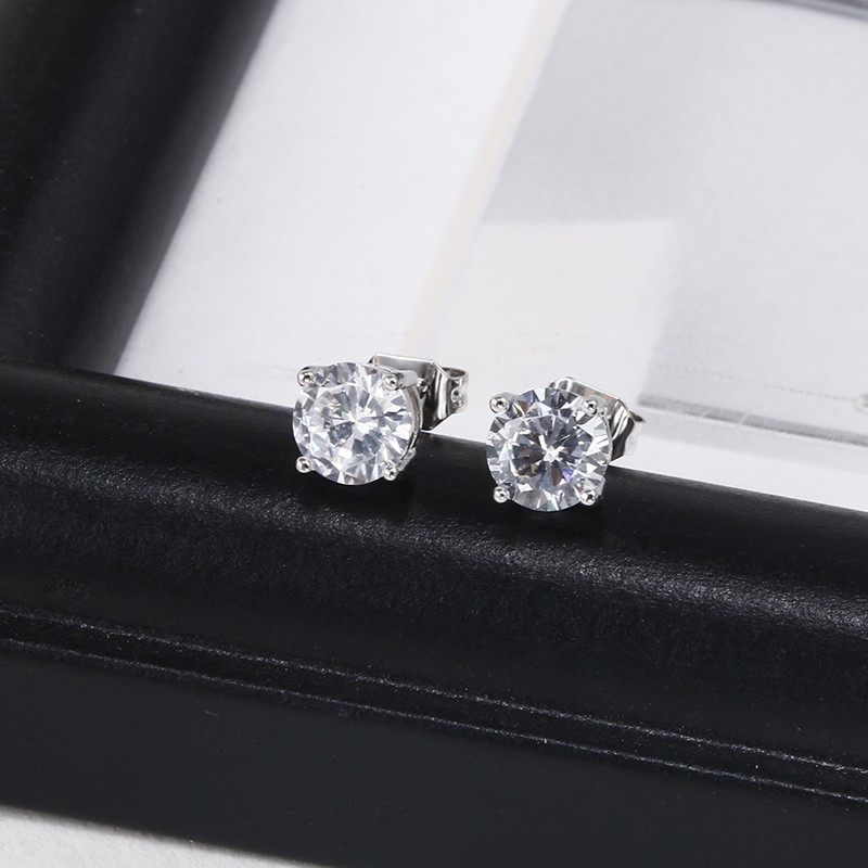 Khuyên tai đính đá zircon đơn siêu lấp lánh phong cách Hàn Quốc dễ phối đồ thời trang cho học sinh/nhân viên văn phòng