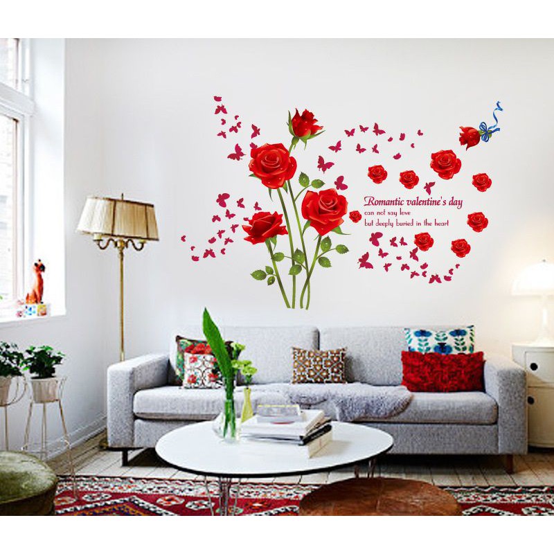 Decal dán tường Hoa hồng lãng mạn - MSP: DH073