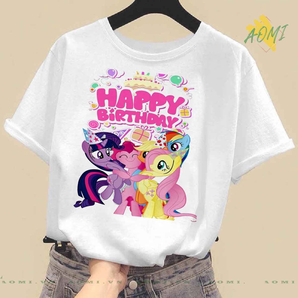 ÁO THUN UNISEX little pony PHÔNG TRẮNG TAY NGẮN NAM NỮ GIA ĐÌNH CẶP ĐÔI SIZE TRẺ EM BÉ TRAI GÁI AOMIVN