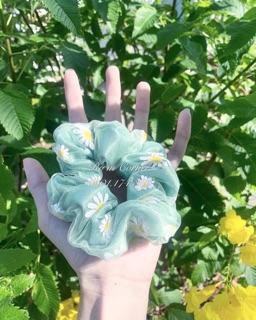 [Siêu rẻ] Buộc tóc Srunchies 2 lớp hoa cúc siêu dày dặn