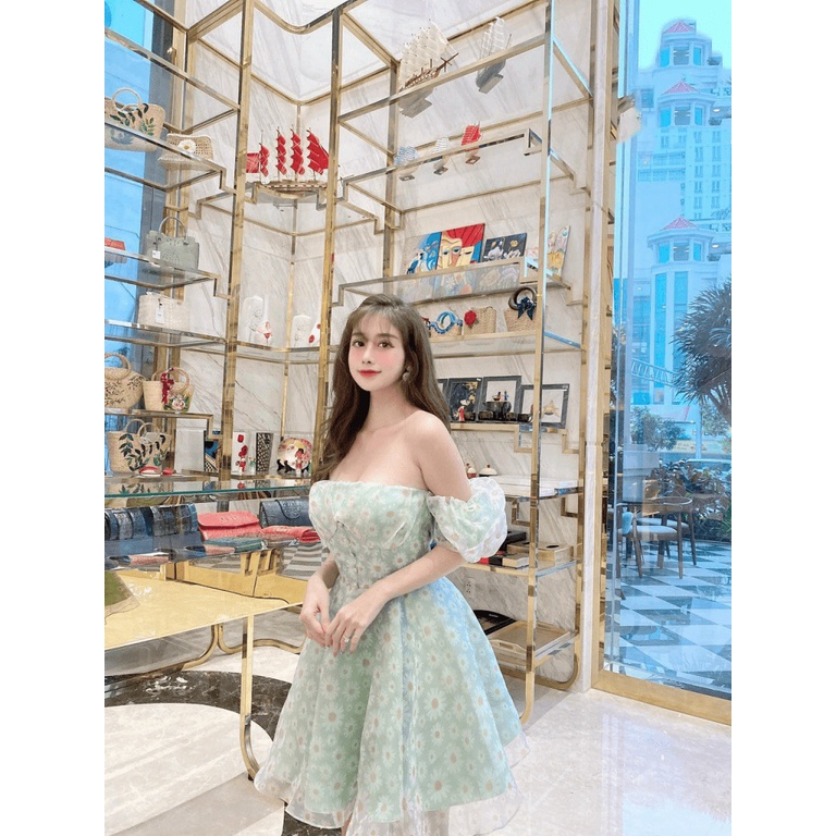 ĐẦM XÒE HOA VAI TRẦN GỢI CẢM DỰ TIỆC XINH NHƯ CÔNG CHÚA CÓ 2 MÀU
