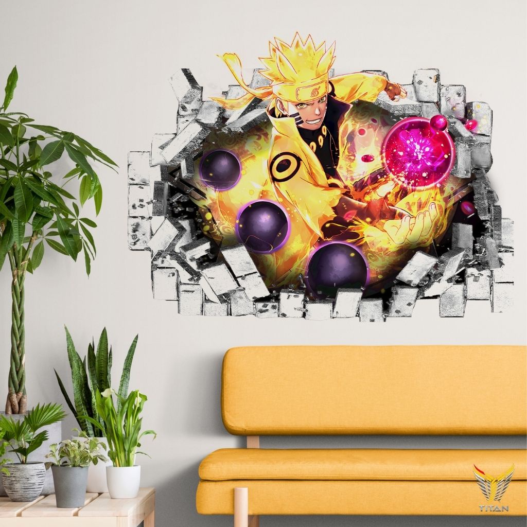 Tranh dán tường chủ đề Naruto 3D, tranh decor trang trí nhà cửa siêu bền đẹp, dán các bề mặt.