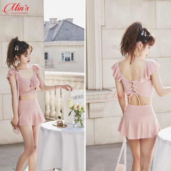 Đồ bơi nữ đi biển 2 mảnh cánh tiên chân váy xòe kèm quần trong MIN hè 2020 | BigBuy360 - bigbuy360.vn