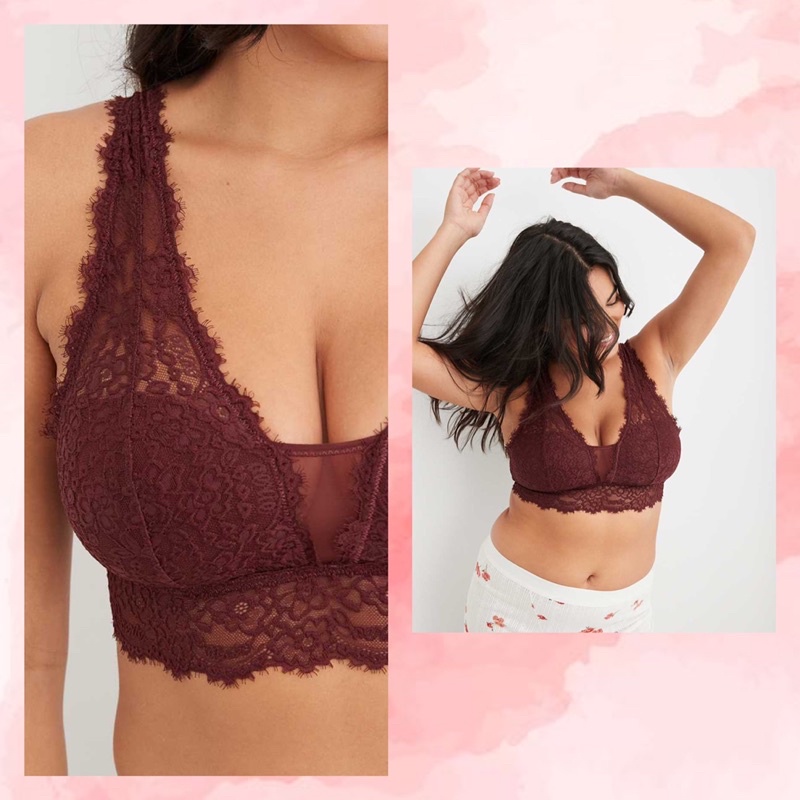 Áo Ngực Áo Lót Nữ Aerie Bralette Ren Không Gọng Xuất Khẩu Siêu Bền Có Khe Thêm Mút Đẹp XS S M L XL Nhiều Màu