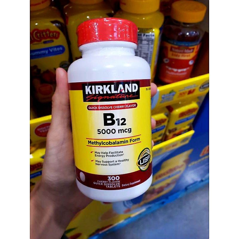 Vitamin B12 Kirkland Signature 5000mcg 300 Viên Uống Bổ Sung Vitamin B12 Cam Kết Chính Hãng