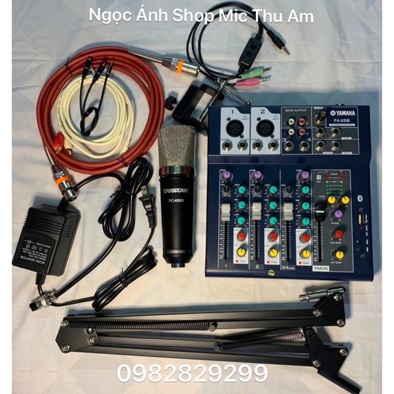 [Mã ELHACE giảm 4% đơn 300K] Combo Bộ Mic Hát Thu Âm Cao Cấp Mixer F4 Mic Tackstar Pc K600 đầy đủ phụ kiện đi kèm