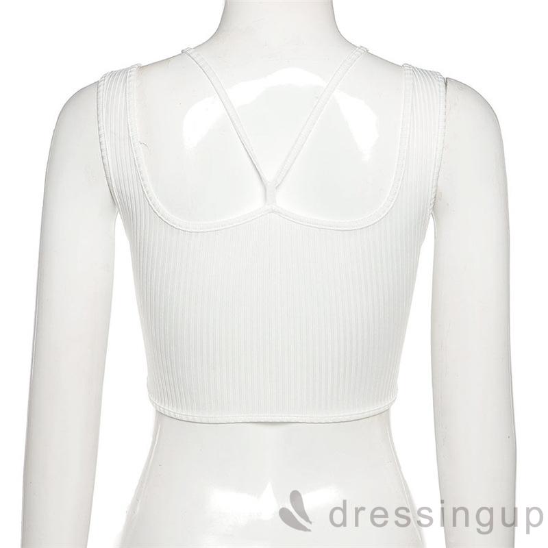 Áo lửng hai dây cổ chữ V màu trơn tùy chọn thiết kế quyến rũ dành cho nữ