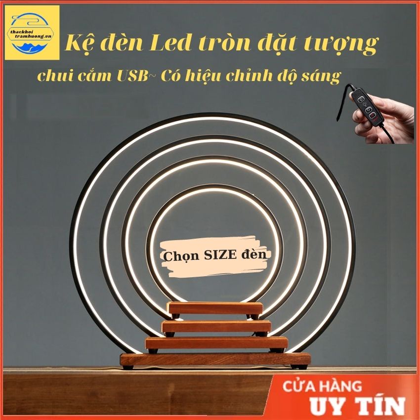 Kệ đèn hào quang đặt tượng phật Size đèn 20cm 40cm - Kệ đèn led trang trí decor,thác khói trầm hương đèn Led