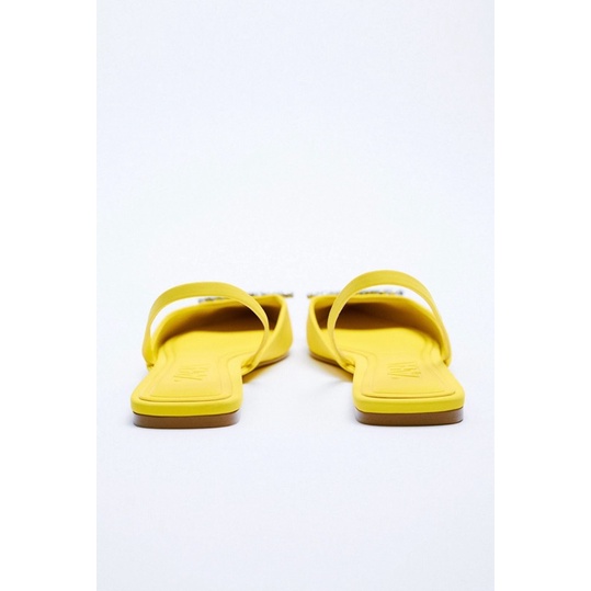 GIÀY MULE ZARA GÓT THẤP MÀU VÀNG ĐÍNH ĐÁ LẤP LÁNH