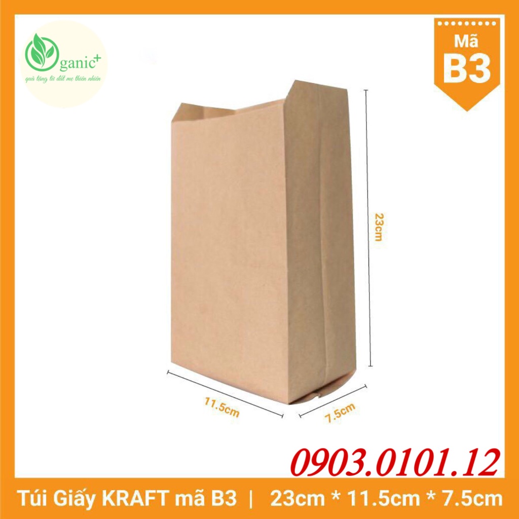 Túi giấy kraft đựng bánh mì cao cấp nhật bản, Túi nguyên sinh đựng thực phẩm an toàn vệ sinh
