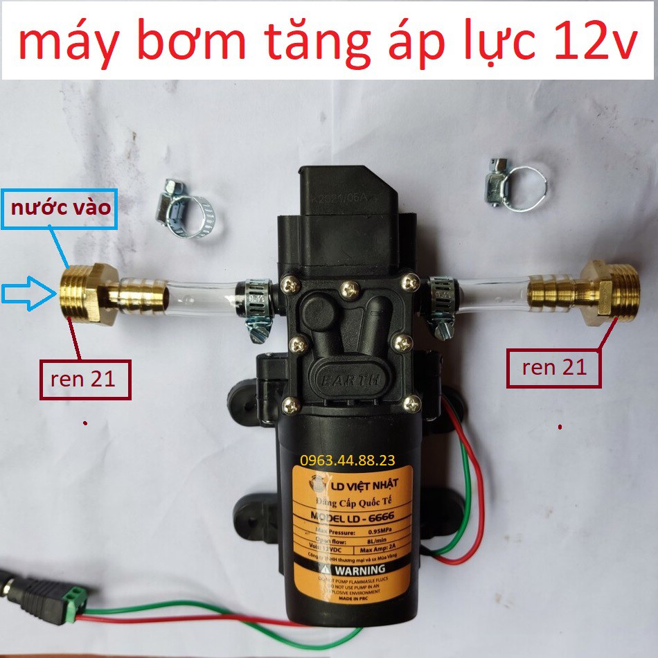 Máy bơm tăng áp mini 12v , tự động ngắt - bơm tăng áp máy giăt