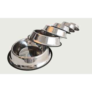 bát ăn cho chó mèo - bát inox trắng