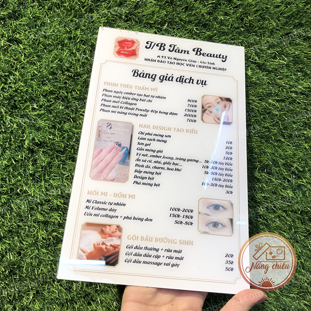Menu / Bảng giá dịch vụ cho Spa Beauty - Thiết kế thông tin theo yêu cầu