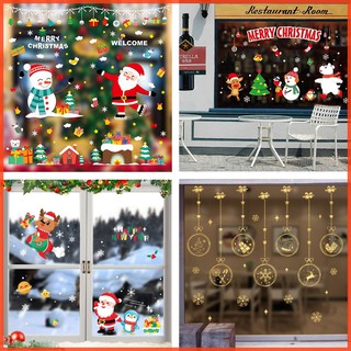 [HỎA TỐC] Decal Noel 2 mặt hình ông già noel và tuần lộc đẹp -Decal giáng sinh dán tường nhiều mẫu có keo sẵn dễ dán